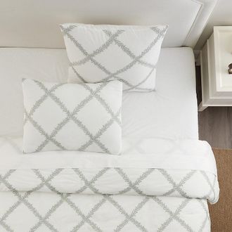 Ballard Designs Lucian Embroidered Trellis Sham - Natural Standard - Ballard Designs