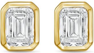 Diana M. Jewels 14Kt Yellow Gold 2.50 cts Lab Grown Emerald Diamond Bezel Studs
