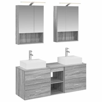 vidaXL Juego De Muebles De Ba&ntilde;o 5 Pcs Sonoma Gris Vidaxl