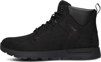 Timberland Black Leather Trekker Mid Veterschoenen - Heren - Veterlaarzen - Zwart - 43 EU - Leer - Schoenen