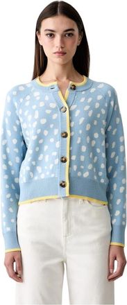 Never Fully Dressed Polka-dot Knitted Cardigan - Dames - Vesten - Blauw - L - Polyester - Truien & Vesten