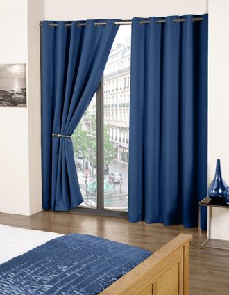 Emma Barclay Cali Eyelet - Woven Thermal Blackout Eyelet Curtains in Navy - Width 66 x Drop 84 (168 x 213cm) - Single for Door - Emma Barclay | TJ Hughes Red