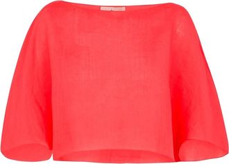 Cortana Ramie Top - Dames - Blouses - Rood - L - Overhemden