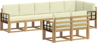 vidaXL Conjunto De Sof&aacute;s De Exterior 8 Uds. Blanco Y Crema Poli&eacute;ster Vidaxl