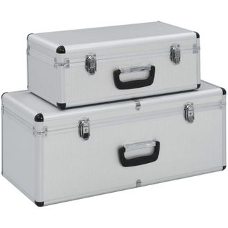 vidaXL Cajas De Almacenamiento 2 Unidades Aluminio Plateado Vidaxl
