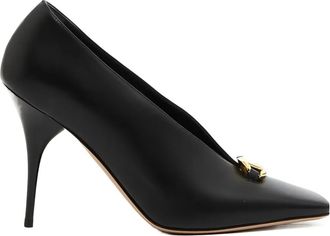 Valentino Garavani 100 mm pumps met V-uitgesneden metalen detail - Zwart