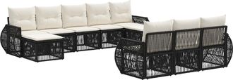 vidaXL Conjunto De Sof&aacute;s De Jard&iacute;n 10 Uds. Negro Y Blanco Crema Vidaxl