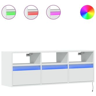 Berkfield Home TV Wall Cabinet with LED Lights White 130x31x45 cm | Size: 130 x 31 x 45 cm