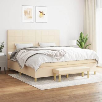vidaXL Vidaxl - Cama Box Spring Con Colch&oacute;n Tela Color Crema 200x200 Cm