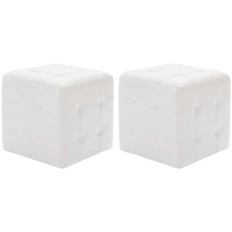 vidaXL vidaXL Pouf 2 pz Bianco 30x30x30 cm in Similpelle