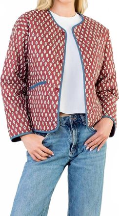 THML Clothing Print Detailed Quilted Jacket In Red