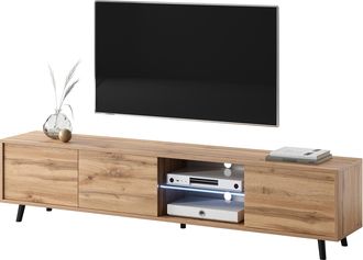Selsey Selsey - Galhad - Mueble Tv - 175 Cm Ancho - Roble Wotan - Iluminaci&oacute;n Led A Pilas