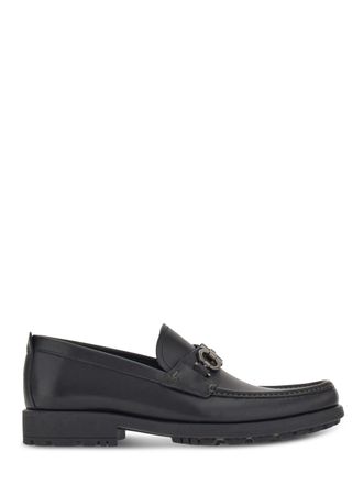 Ferragamo Smooth Leather Flat Shoes with Moccasin Toe Design