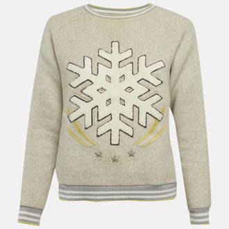 Maje Grey Snowflake Applique Cotton Sweatshirt S