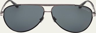 Tom Ford Mens Rupert 02 63mm Metal & Acetate Aviator Sunglasses