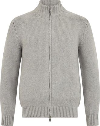 Fedeli Zip Cardigan - Heren - Truien - Grijs - Maat: L Katoen