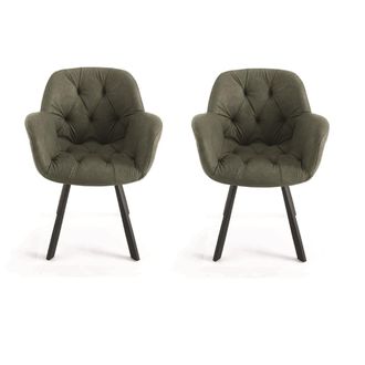 Capodarte Capodarte - Sedia Da Soggiorno In Ecopelle Verde Gambe Metallo Celia Set 2 Pz
