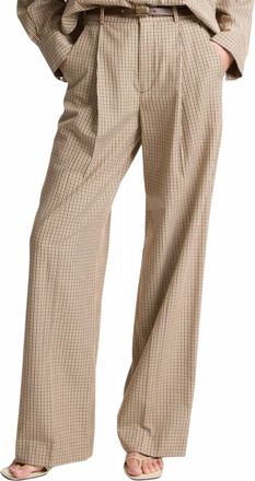 Vince Camille Mid Rise Wide Leg Trouser In Wheatstone Check