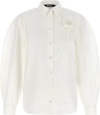 Rotate Rotate Birger Christensen, Overhemden, Dames, Wit, M, Katoen, Bloemen Oversized Shirt