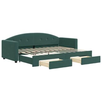 vidaXL Vidaxl - Divano Letto Estraibile Cassetti Verde Scuro 80x200cm Velluto