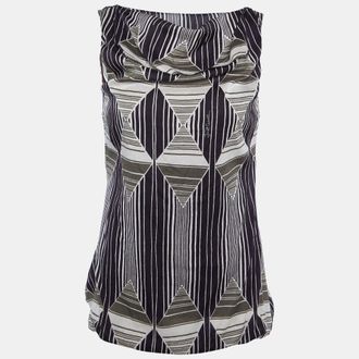Just Cavalli Brown Printed Silk Sleeveless Top