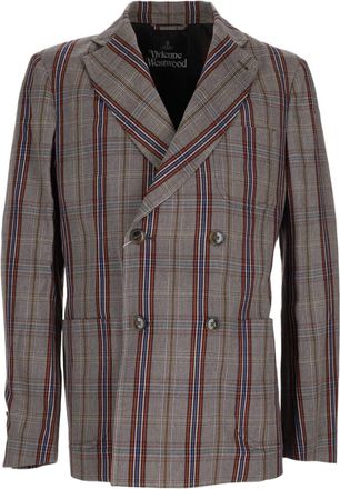 Vivienne Westwood Double-Breasted Multicolored Plaid Jacket With Wide Lapels