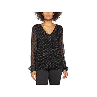 Twinset Polkadot longsleeve top - Dames - Blouses - Zwart - M - Katoen - Overhemden