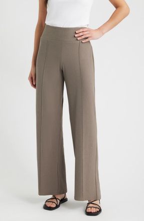 Eileen Fisher Seamed High Waist Wide Leg Pants in Cobblestone at Nordstrom, Size Medium