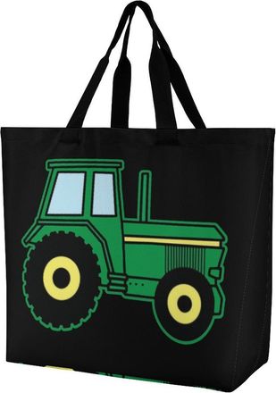 Generic Farm Tractor Reusable Grocery Bag Large Capacity Foldable Shopping Tote with Inner Pocket