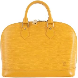 Louis Vuitton Pre-owned Handbags, female, Yellow, Size: ONE SIZE Pre-owned Textured Leather Top Handle Handbag with Lock Closure Accessories Included