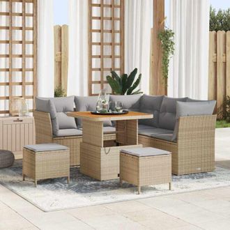 vidaXL Conjunto De Sof&aacute; De Jard&iacute;n 8 Pcs Beige Rat&aacute;n Sint&eacute;tico Vidaxl
