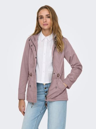 Only Parka ONLY ONLLORCA LIFE CANVAS PARKA CC OTW, Damen, Gr. L, burnished lila, Web, Obermaterial: 80% Polyester, 20% Baumwolle, unifarben, regular fit h&uuml;