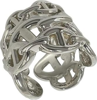 Herm&egrave;s Silver Silver 925 Band Ring (Pre-Owned)