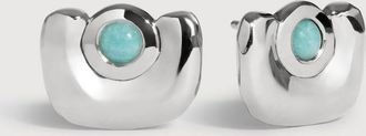Monica Vinader Sterling Silver Amaia Gemstone Stud Earrings Amazonite