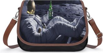 Generic Astronaut Drinking Beer on Moon Crossbody Bags for Women Shoulder Messenger Bag Purse Handbags