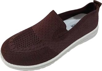 Generic Trainers Women Breathable Mesh Lightweight Non Slip Walking Shoes Thick Bottom Memory Foam Running Shoes Slip-On Gym Tennis Sneakers (Brown, 6.5)