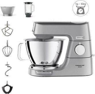 Kenwood Kvc85.124.si - Robot De Reposter&iacute;a Titanium Chef Baker - 2 Tazones De Acero Inoxidable De 3,5l Y 5l - Balanza Integrada De 6kg - Blender De 1,8l - 1