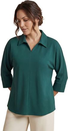 Jessica London Stretch Knit Crepe Trapeze Tunic in Mystic Pine at Nordstrom, Size Medium