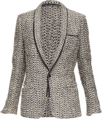 Haider Ackermann metallic gold chevron tweed shawl collar blazer jacket FR48 M