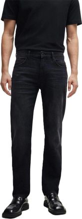 HUGO BOSS Mens Mid Rise Slim Fit Five Pocket Jeans in Charcoal - Black - Size 36W/30L