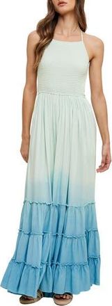 Wishlist Ombr&eacute; Smocked Maxi Dress in Mint/Blue at Nordstrom Rack, Size Medium