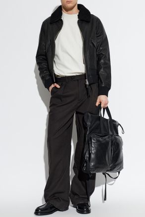 AllSaints Vaucluse Aviator Leather Jacket, Mens, Black