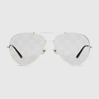 Gucci Pilot Frame Sunglasses, Silver