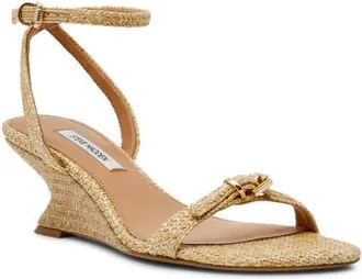 Steve Madden Zaloma Ankle Strap Wedge Sandal in Raffia at Nordstrom, Size 9.5