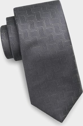 Canali Men & apos;s Art Deco Silk Tie, Silver