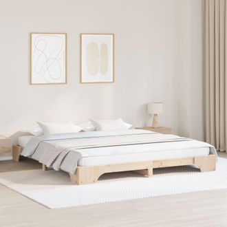 Berkfield Home Bed Frame Natural Solid Pine wood 180 x 200 cm Durable in Brown