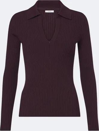 Joseph Ribbed-knit wool-blend polo sweater