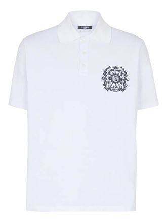 Balmain logo-print polo shirt - White