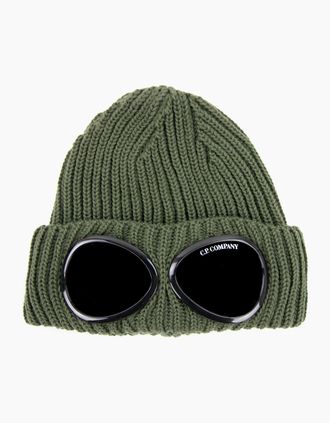 C.P. Company Mens CP Company Extra Fine Merino Wool Goggle Beanie Green 665 - Size: OS