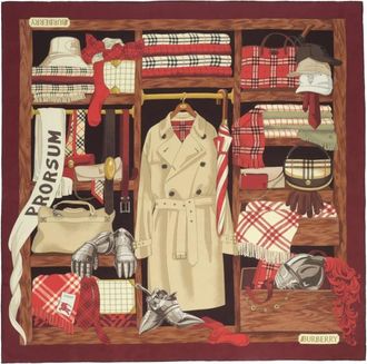 Burberry Accessoires, Dames, Veelkleurig, ONE Size, Zijden Twill Vierkante Sjaal